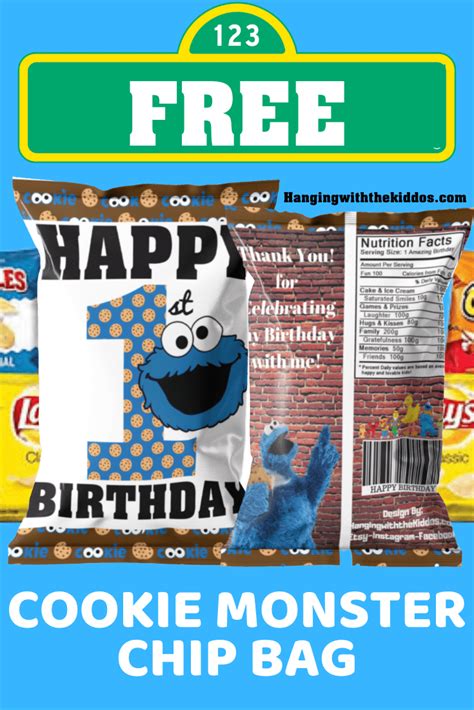Cookie Monster Chip Bag Template